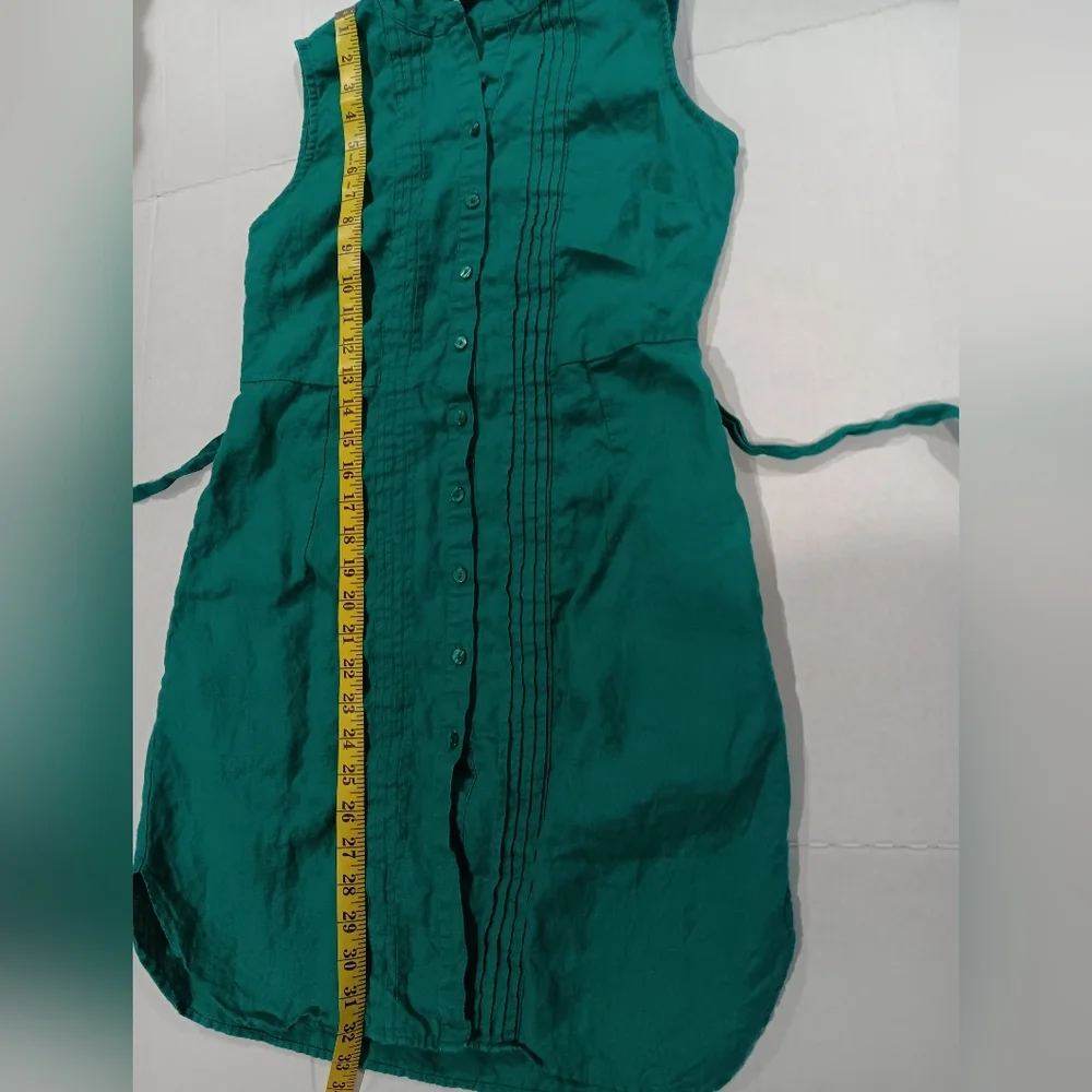 L.L. Bean Women's (Size 4P) Dark Green Button Sleeveless Dress with Ties - Picture 11 of 11
